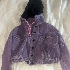 Purple Cropped Denim Jacket